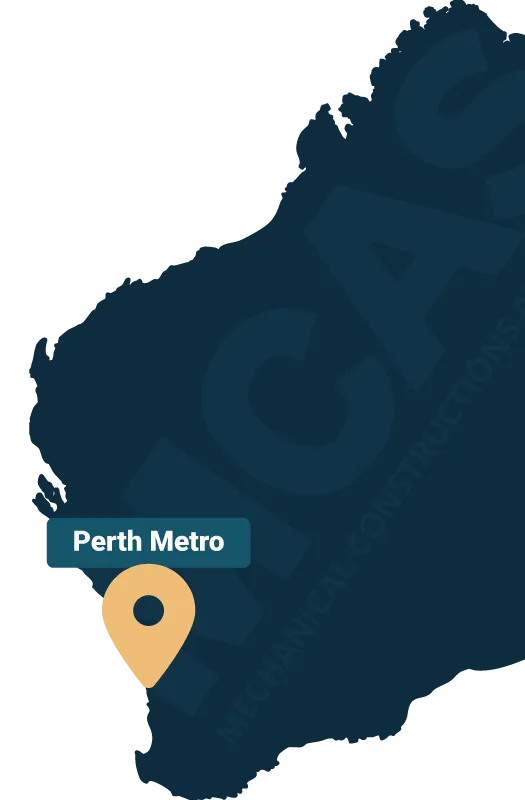 Map of Western Australia Showing MCAS Service Region - HVAC Specialists in Perth